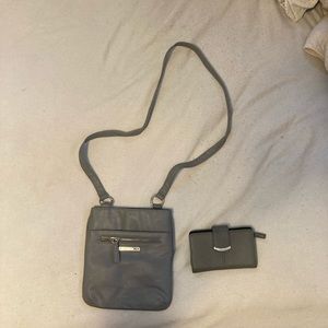 Grey wallet and purse set